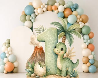 One-a-saurus Birthday big decor  Cutout PNG, Dinosaur First Birthday Standee, Baby Dino Egg Volcano Party Decor