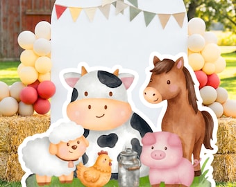 Printable Farm Animals Big Decor Cutout, Farm Animals Birthday Party Prop, Barnyard Birthday Party , Baby Shower Decor Instant Download