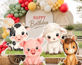 Farm Animals Big Decor Cutout, Farm Animals Birthday Party Prop, Barnyard Birthday Party , Baby Shower Decor Instant Download