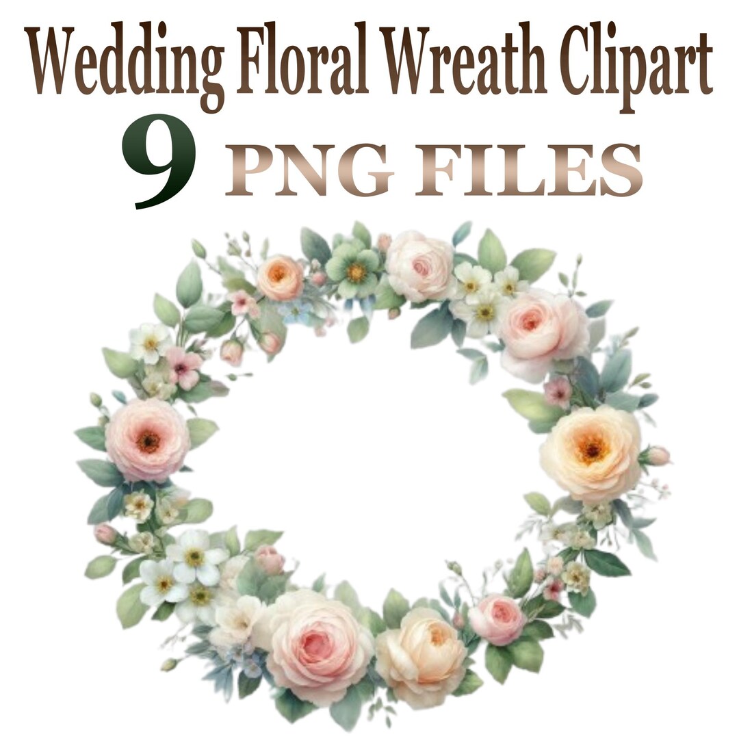 Wedding Floral Wreath Clipart PNG, Watercolor Wedding Wreath, Soft ...