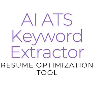 May include: A white background with purple text reading "AI ATS Keyword Extractor" and black text below stating "RESUME OPTIMIZATION TOOL". The text is centrally aligned.