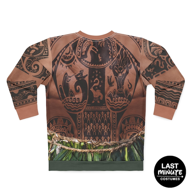 Moana Live Action Costume, Maui Long Sleeve Sweatshirt, Polynesian Tattoo Shirt, Halloween Party Apparel