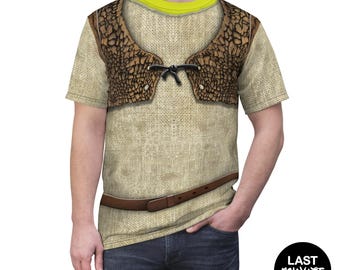Maglietta unisex Orco gigante verde, costume da cavaliere, cosplay di Halloween per adulti, vestito ispirato al Regno Molto Molto Lontano, maglietta per festa di compleanno in famiglia