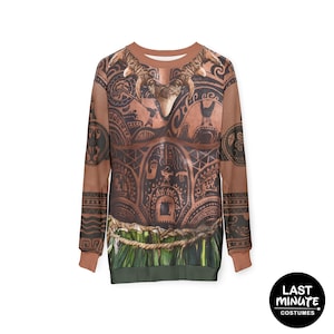 Moana Live Action Costume, Maui Long Sleeve Sweatshirt, Polynesian Tattoo Shirt, Halloween Party Apparel