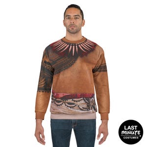 Chief Tui Long Sleeve Sweatshirt, Moana Live Action Costume, Polynesian Tattoo Shirt, Halloween Party Apparel