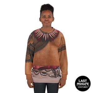 Chief Tui Long Sleeve Sweatshirt, Moana Live Action Costume, Polynesian Tattoo Shirt, Halloween Party Apparel