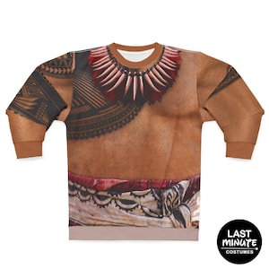 Chief Tui Long Sleeve Sweatshirt, Moana Live Action Costume, Polynesian Tattoo Shirt, Halloween Party Apparel