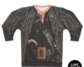 Blackbeard Pirate Captain Long Sleeve Shirt, Disney Pirates of the Caribbean Halloween Cosplay Apparel