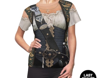 Angelica enseigne la chemise de pirate, déguisement pirates des Caraïbes pour femme, tenue de capitaine, vêtements d'Halloween