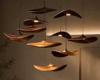 Designer trap kroonluchter kunstlamp voor luxe interieurs, walnoothouten keukeneilandverlichting, artistiek decoratieve hanglamp