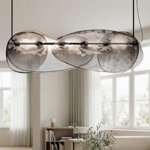 Oregelbunden frostad glaskrona, pendellampa i glas, taklampa för matsal, vardagsrum, klusterlampa i glas