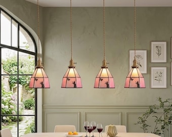 Lámpara de techo de vidrieras con diseño de gato, lámpara colgante para comedor y dormitorio, iluminación de isla de cocina, luz artística, iluminación llamativa.