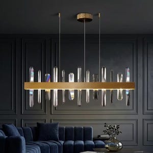 Modern crystal chandelier light fixture with LED, Linear light fixture for dining, lounges, bedroom, Architectural Statement Light