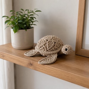 Sea Turtle Macrame Pattern PDF, DIY Turtle Tutorial, Ocean Animal Macrame, Coastal Home Decor, Digital Download
