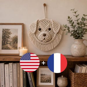 Macrame Dog Wall Hanging Pattern PDF, Puppy Wall Decor Tutorial, DIY Boho Dog Art, Beginner Macrame Pattern, Digital Download