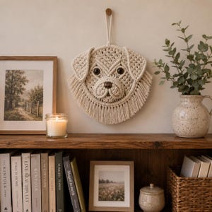 Macrame Dog Wall Hanging Pattern PDF, Puppy Wall Decor Tutorial, DIY Boho Dog Art, Beginner Macrame Pattern, Digital Download