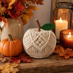 Macrame Apple Pattern PDF, DIY Fall Apple Decor Tutorial, Autumn Macrame Fruit, Beginner Knot Guide, Digital Download Gift