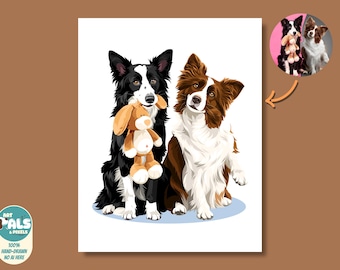 Custom Pet Portrait, Personalized Gift, Pet Portrait, Vector Art, Pet Memorial Art(Digital File)