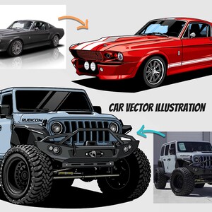 Hand-Drawn Custom Car Vector Portrait, Personalized Gift, Car Enthusiast, Gift for Boyfriend(Digital File)