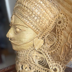 Handcrafted Bamboo Durga Face | Indian Folk Art Wall Hanging, Presidential Gift Auction