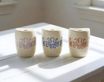 Handmade Octopus Matcha Cups – Ceramic Coastal Drinkware Set