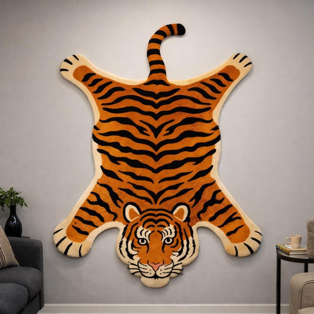 Hand Tufted Tiger Rug – Animal Print Statement Carpet - Etsy