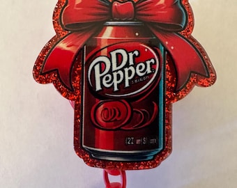 Dr Pepper inspired beaded badge reel