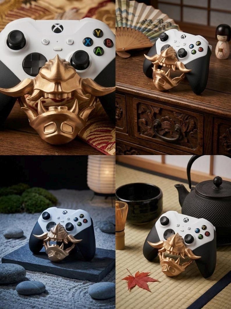 Samuri R Controller Samurai Oni Mask Controller Stand | Ghost of Tsushima Inspired Gaming ...