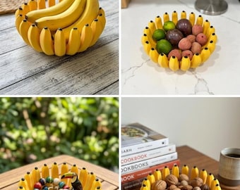 Ciotola per frutta a forma di banana stampata in 3D / Divertente decorazione per la casa in stile Pop Art / Centrotavola giallo unico per la cucina / Contenitore eclettico per la scrivania / Gif strana e meravigliosa