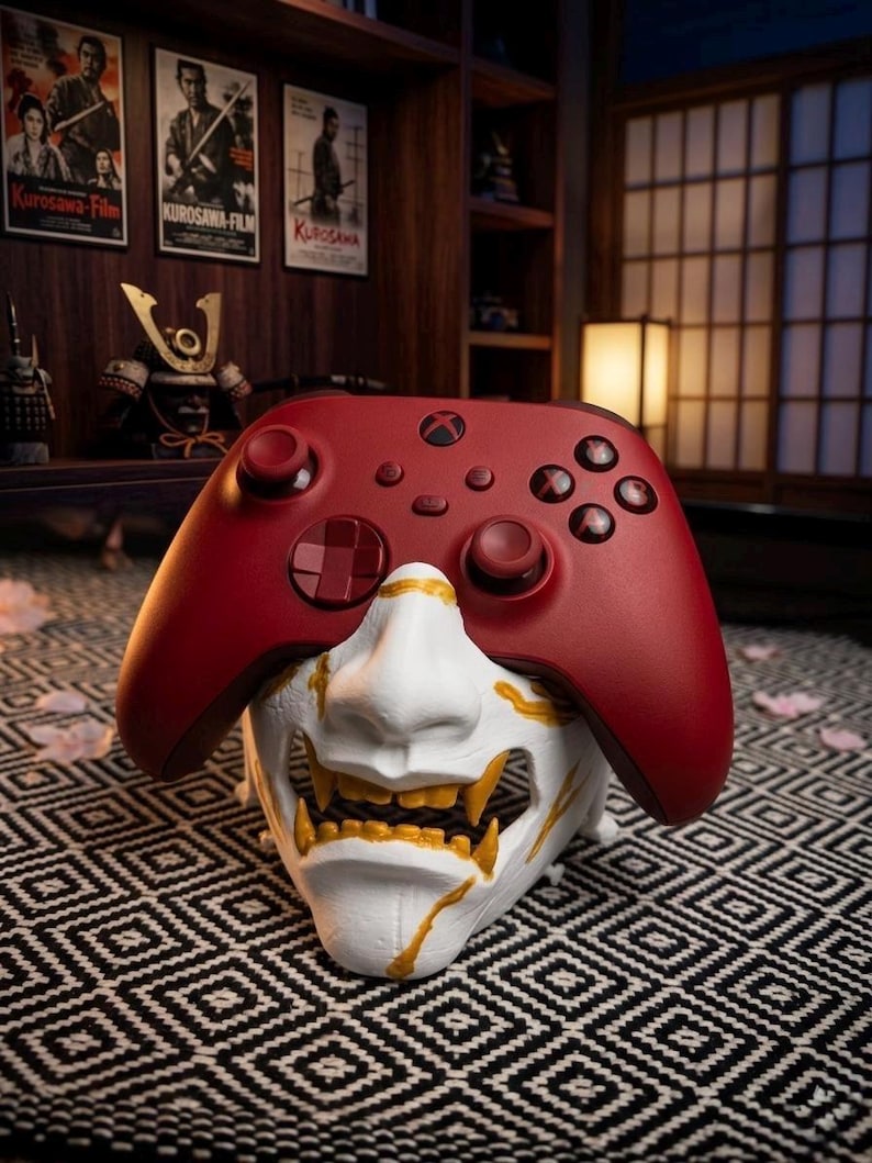 Samuri R Controller Buy Ghost of Yotei Inspired Oni Controller Stand - Atsu Samurai Mask ...