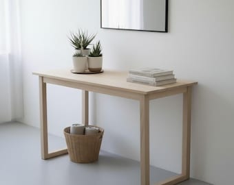 Konsola z jasnego drewna wiązowego, do przedpokoju, biurka, stolika kawowego