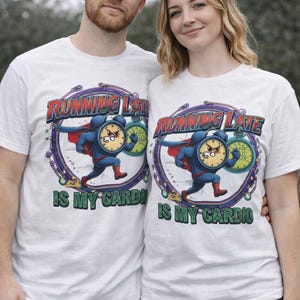 Camiseta "Llegar tarde es mi cardio" / Camiseta gráfica divertida de "Corredor del reloj"