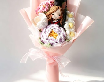 Handmade Class of 2026 crochet graduation bouquet with doll gift for girl/her