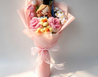 Handmade Class of 2026 Crochet Graduation Flower Bouquet with graduation doll gift for girl/her