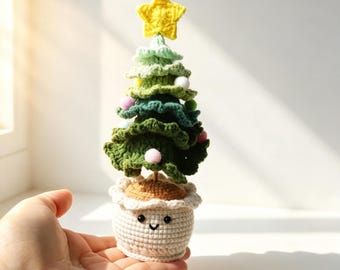 Handmade Crochet Christmas Tree Pot plant ,Knitted Christmas Trees,Unique Holiday Decor, Christmas Ornaments