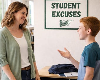Student Excuses Poster, Vintage Style Humor Wall Art (Digital Download)