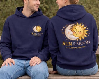 Kids Sun Moon Hoodie, Celestial Dreams Sweatshirt, Cozy Pullover, Soft Cotton Blend