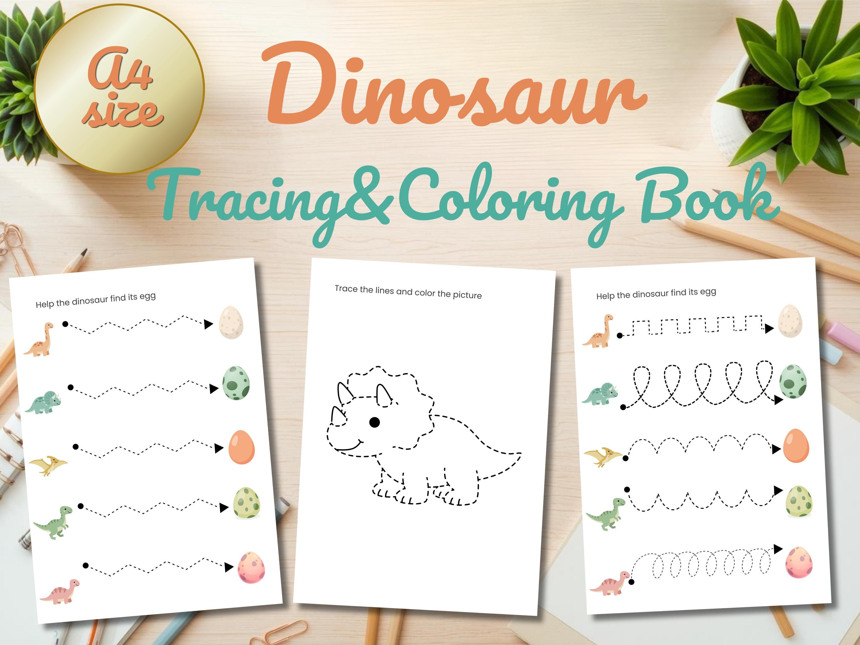 Dinosaur Tracing & Coloring Book for Children | Fine Motor Skills ...