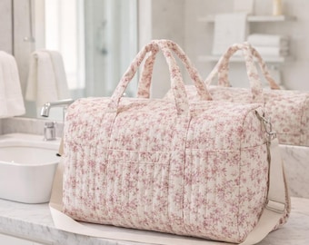Grand sac fourre-tout à langer fleuri en coton