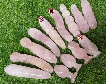 Varita de masaje de cuarzo rosa natural de 7 pulgadas, bastón de cristal tallado a mano para sanación.