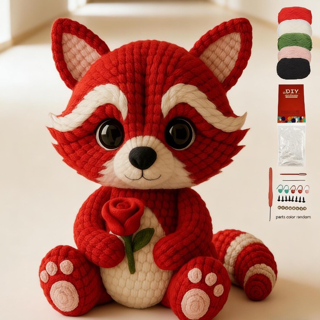 DIY Crochet Raccoon Kit for Beginners, Handmade Amigurumi Animal ...