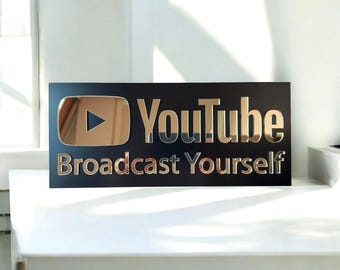 YouTube Broadcast Yourself SVG Laser Cut, Creator Studio Sign DXF, Content Creator Wall Decor, YouTuber Sign, Cricut Cut File