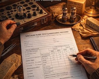 Vacuum Tube Test Matching Record, Audiophile Tube Tester Log (Digital Download)