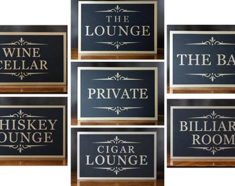 Vintage Room Signs Bundle SVG | Bar, Lounge, Wine Cellar, Cigar Lounge Signs | Home Bar Decor SVG Bundle (Digital Download)