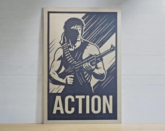 Action Movie Poster SVG | Home Theater Wall Sign (Digital Download)