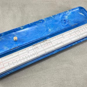 Vintage Nestler Rietz No. 0238 Slide Rule with Original Blue Case German Engineering Calculator Tool
