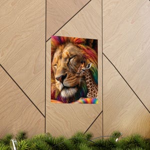 Regenboogmanen Leeuw Giraffe Kunstprint, Kleurrijke Kinderkamerposter (Museumkwaliteit papier) afbeelding 8