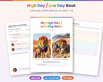 ADHD Kids Daily Planner, High/Low Day Routine Tracker (Digital Download)