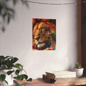 Regenboogmanen Leeuw Giraffe Kunstprint, Kleurrijke Kinderkamerposter (Museumkwaliteit papier) afbeelding 9