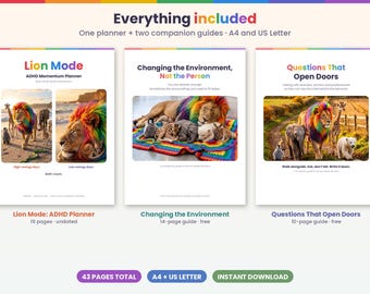 ADHD Momentum Planner, High/Low Energy Tracks, Body Doubling (Digital Download)